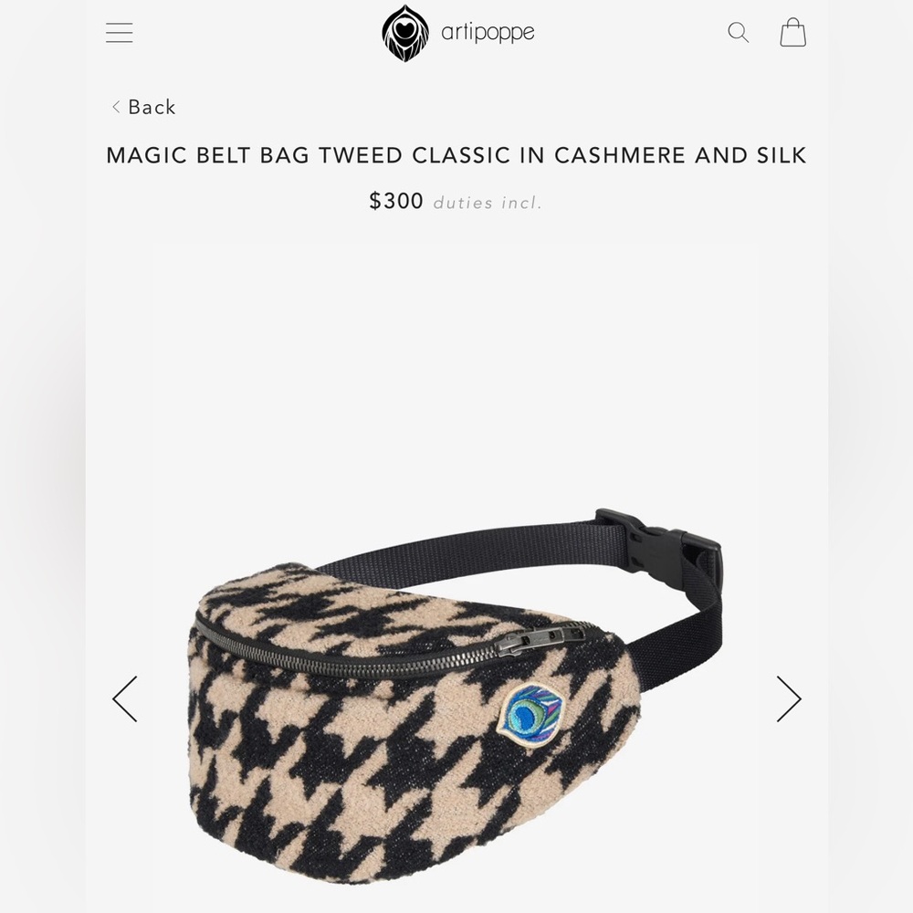 ARTIPOPPE MAGIC BELT BAG TWEED CLASSIC IN CASHMERE AND SILK NEW